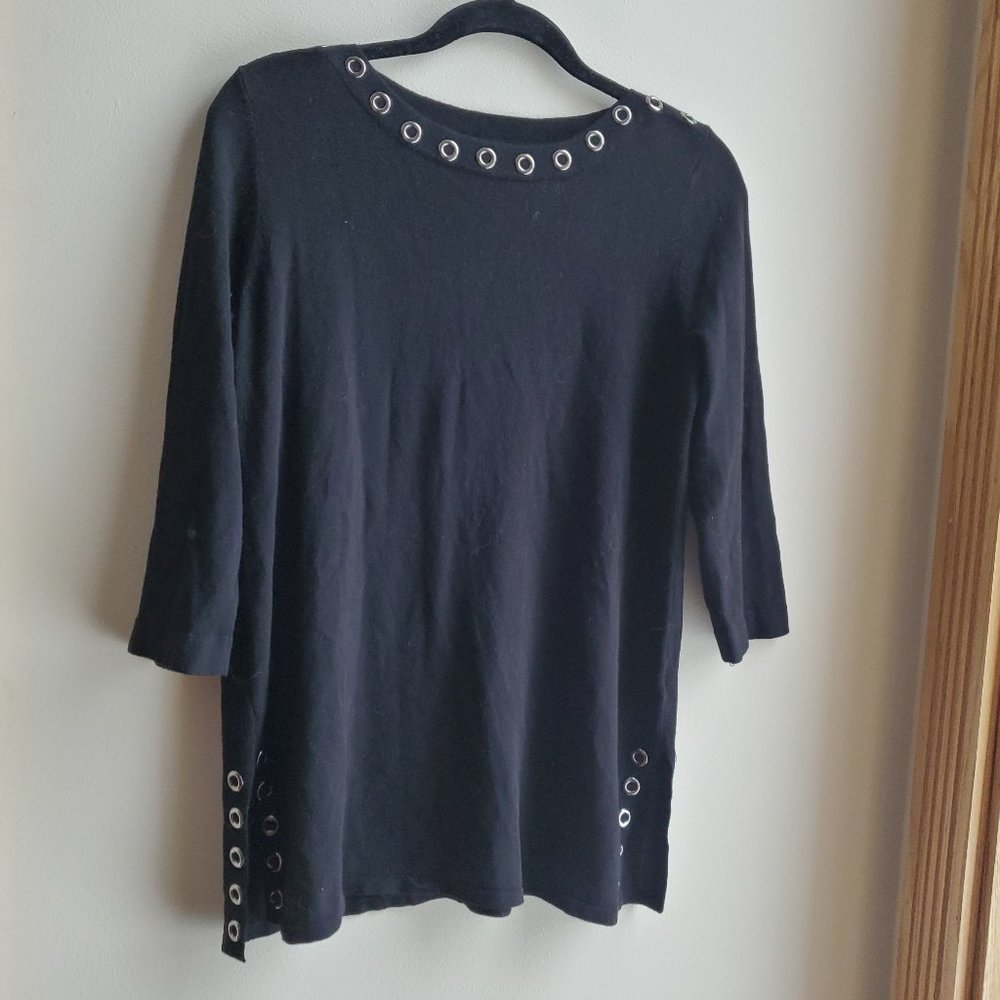 Cable & Gauge Black Boat Neck Sweater Size Medium - Picture 3 of 16